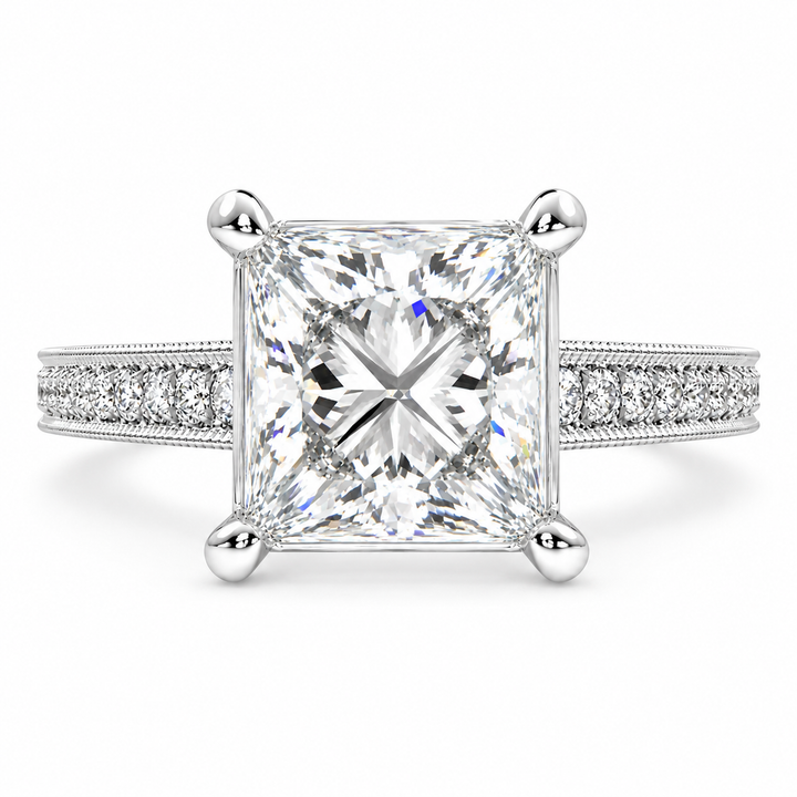 Martina 6.75 Carat Princess Cut Pave Engagement Ring