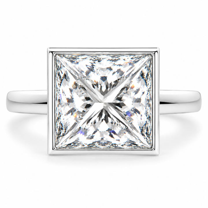 Xenia 6.15 Carat Princess Cut Halo Pave Solitaire Engagement Ring