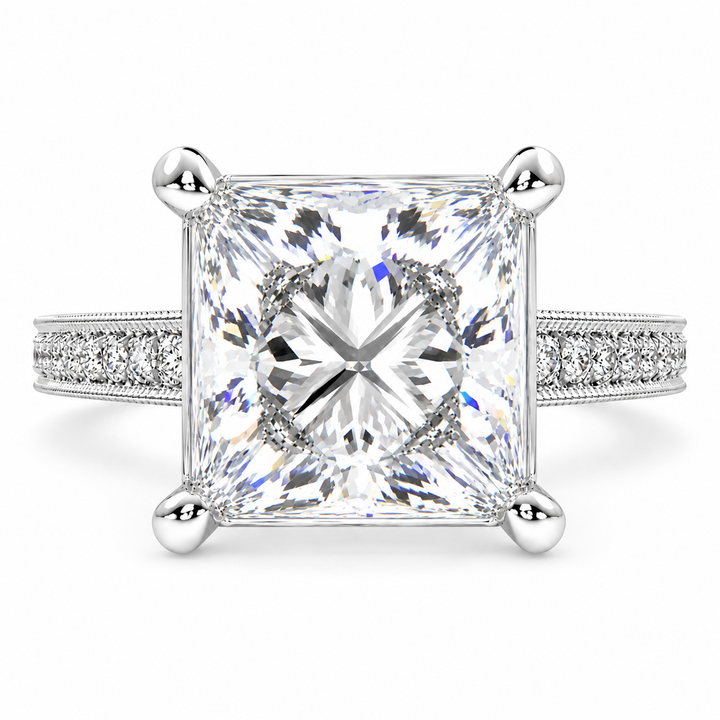 Martina 7.75 Carat Princess Cut Pave Engagement Ring