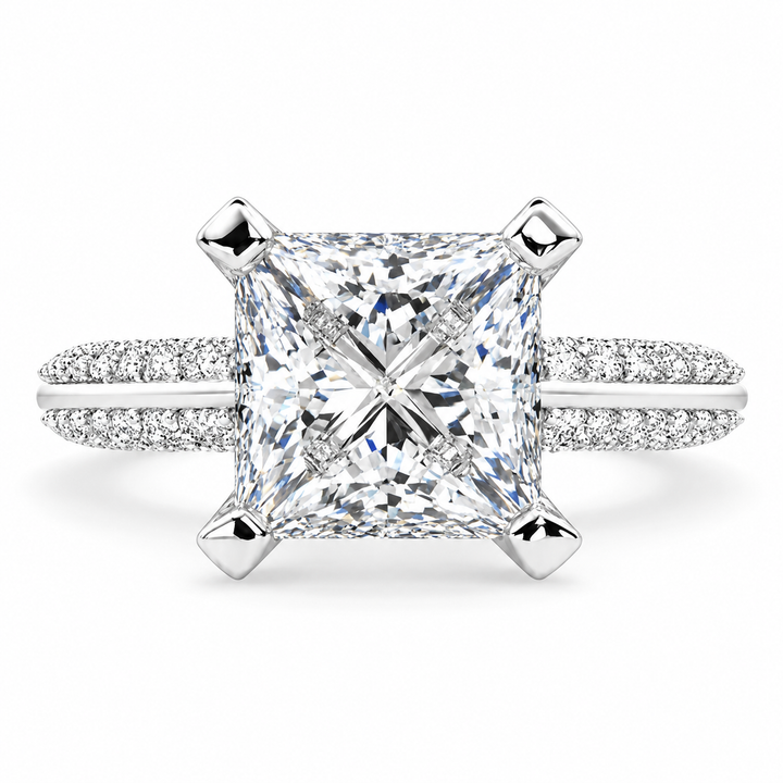 Daria 4.75 Carat Princess Cut Pave 6 Prong Engagement Ring