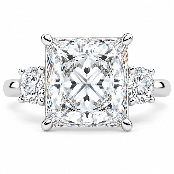 Hana 7.2 Carat Princess Cut 3 Stone Engagement Ring