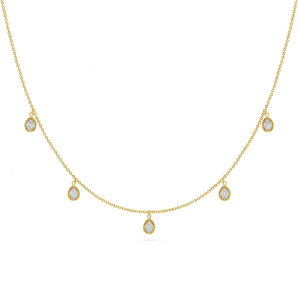 0.8 Ct Pear Cut Diamond Chain Necklace VS1 D-F White Gold 14k