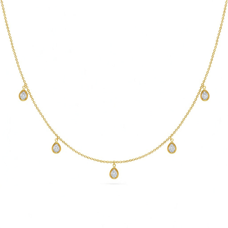 0.85 Ct Pear Cut Diamond Chain Necklace VS1 D-F White Gold 14k