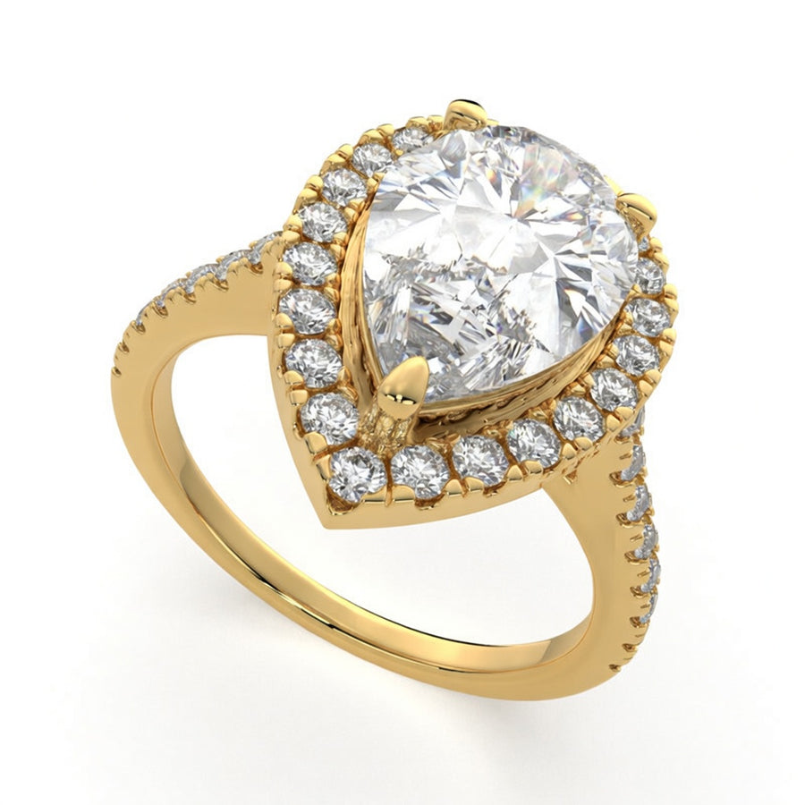 Isadora 3.4 Carat Pear Cut Halo Pave Engagement Ring