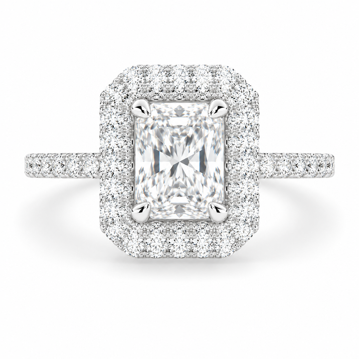 Bianca 1.5 Carat Radiant Cut Halo Pave Engagement Ring