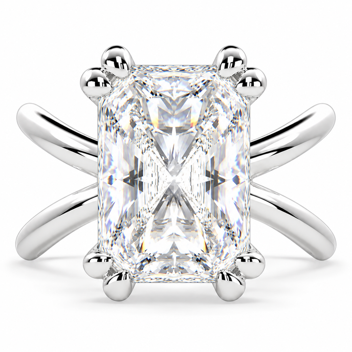 Tatiana 6 Carat Radiant Cut Solitaire Split Shank Engagement Ring