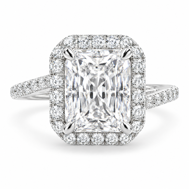 Paloma 3.35 Carat Radiant Cut Pave Halo Engagement Ring