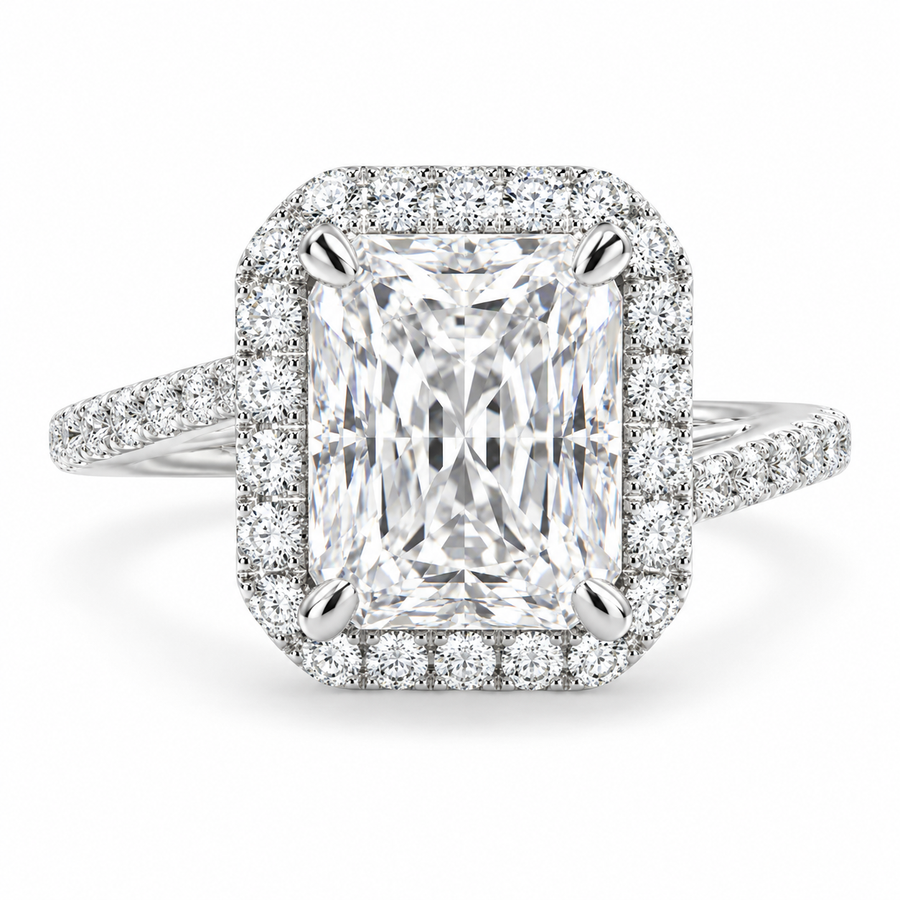 Paloma 3.35 Carat Radiant Cut Pave Halo Engagement Ring