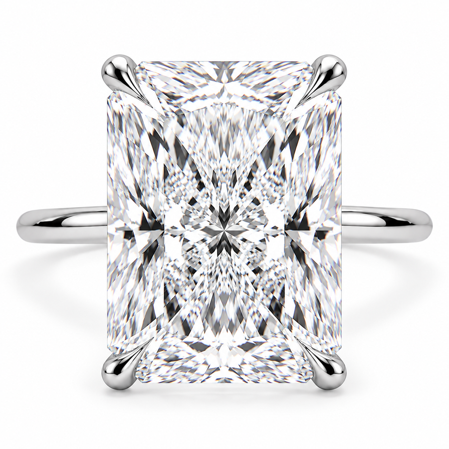 7 CT Radiant Cut Lab-Grown Diamond Solitaire Engagement Ring, D–F Color, VS1–VS2 Clarity, IGI Certified, 14K White Gold Classic Prong Setting
