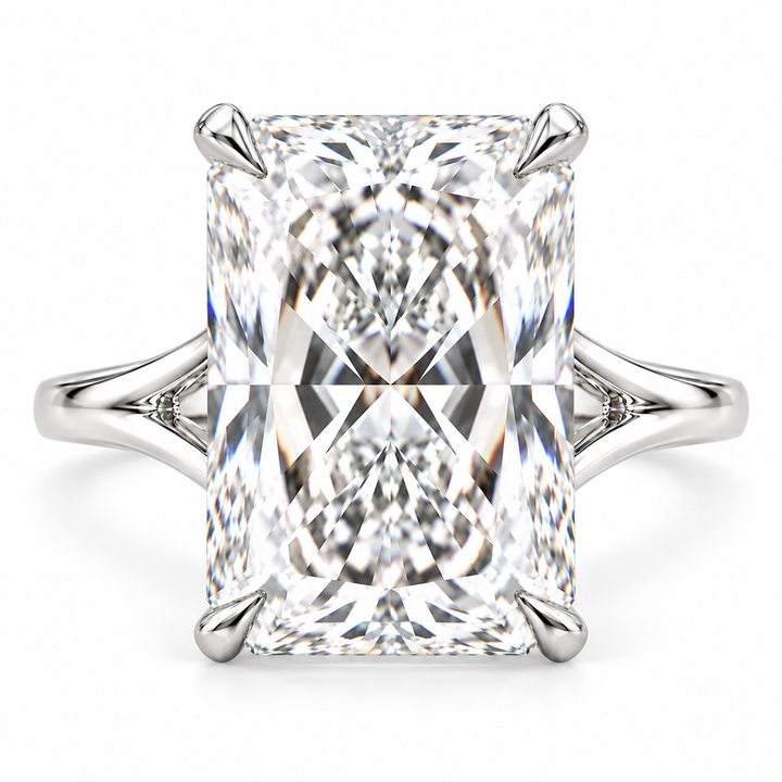 6 CT Radiant Cut Lab-Grown Diamond Solitaire Split Shank Engagement Ring – Elegant Luxury Bridal Design