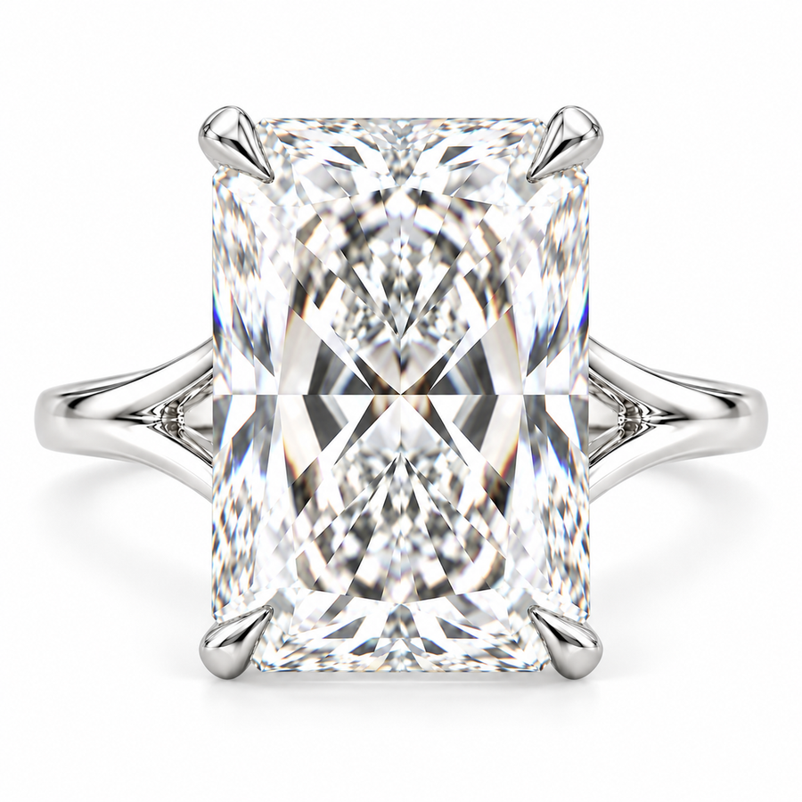 6 CT Radiant Cut Lab-Grown Diamond Solitaire Split Shank Engagement Ring – Elegant Luxury Bridal Design