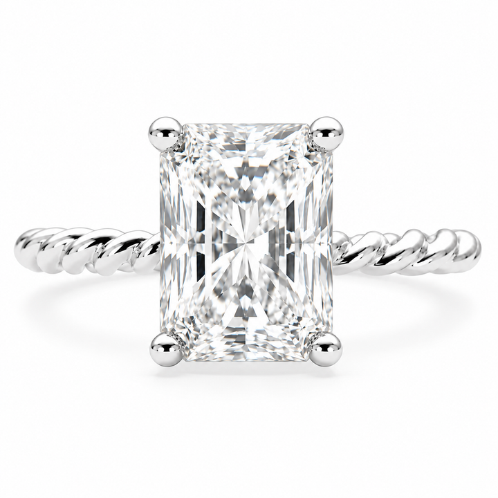 Renata 3 Carat Radiant Cut Solitaire Rope Engagement Ring