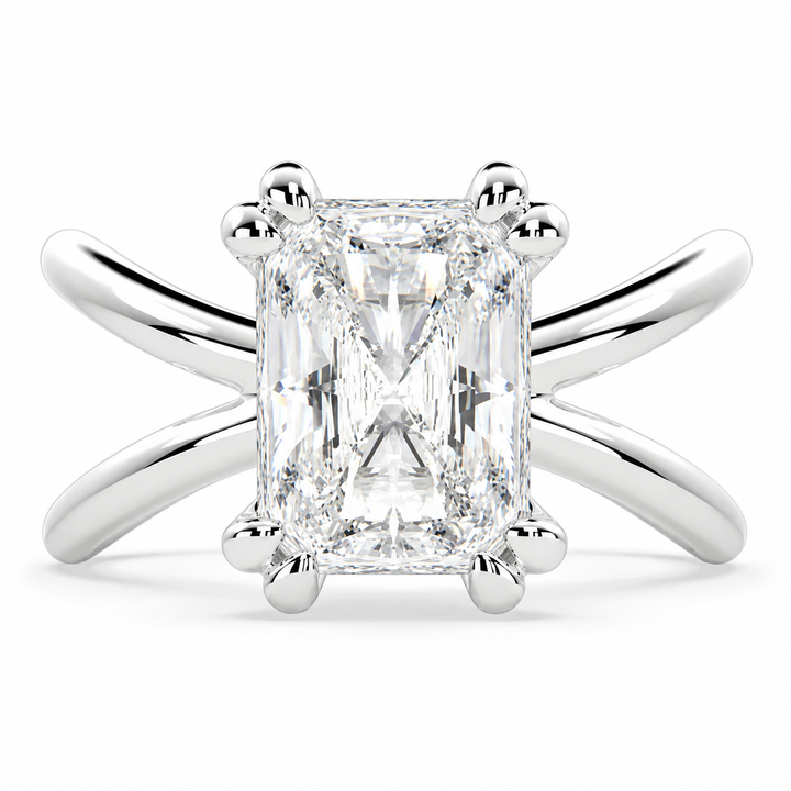 Tatiana 4 Carat Radiant Cut Solitaire Split Shank Engagement Ring