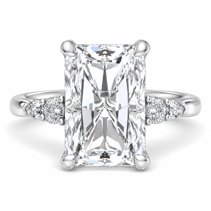 6 CT Radiant Cut Lab-Grown Diamond Lumi Hidden Halo Engagement Ring in 14K White Gold – IGI Certified Excellent Cut