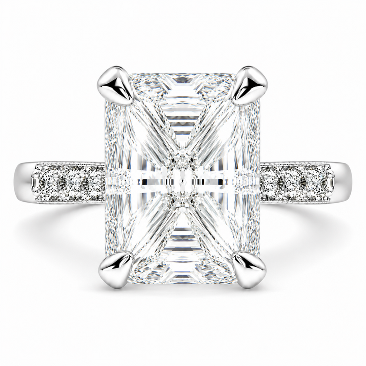 Federica 7.4 Carat Emerald Cut 4 Prong Engagement Ring