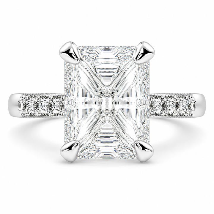 Federica 6.4 Carat Emerald Cut 4 Prong Engagement Ring