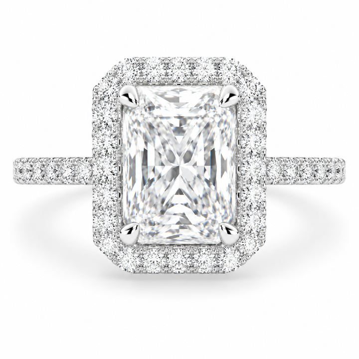 Bianca 5.5 Carat Radiant Cut Halo Pave Engagement Ring