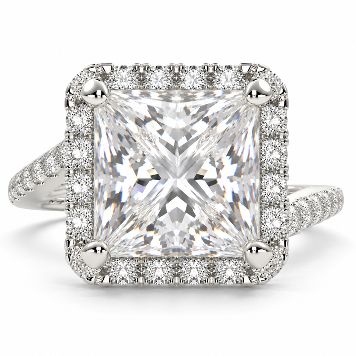 Paloma 7.35 Carat Princess Cut Pave Halo Engagement Ring