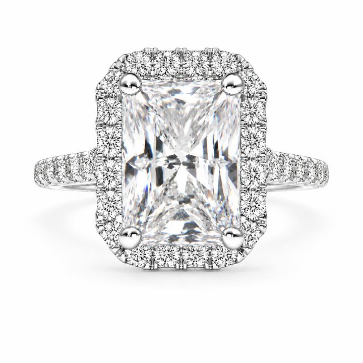 Isadora 5.4 Carat Radiant Cut Halo Pave Engagement Ring