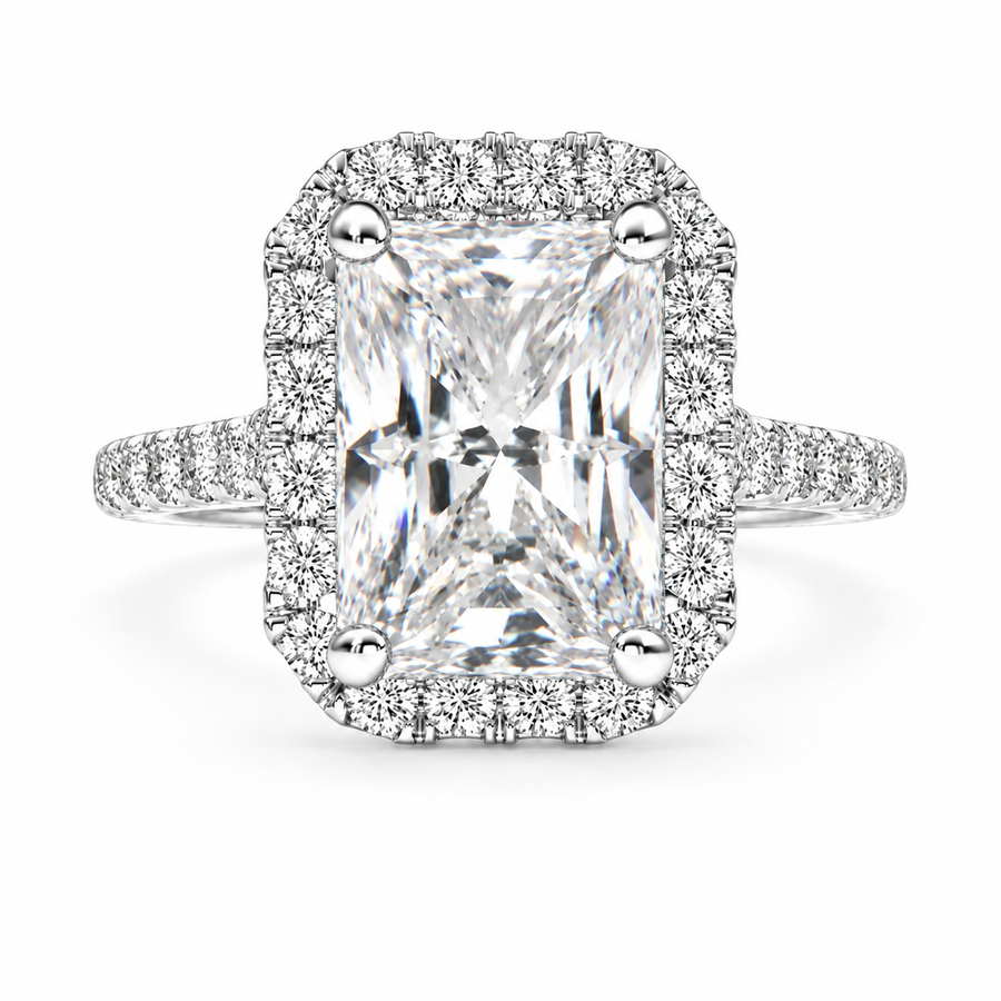 Isadora 5.4 Carat Radiant Cut Halo Pave Engagement Ring