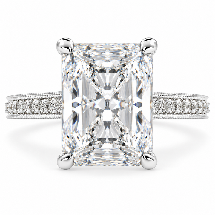 6 CT Martina Radiant Cut Lab-Grown Diamond Pavé Engagement Ring in 14K White Gold