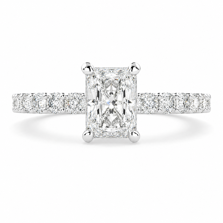Lavinia 3.35 Carat Radiant Cut Side Stone 4 Prong Engagement Ring