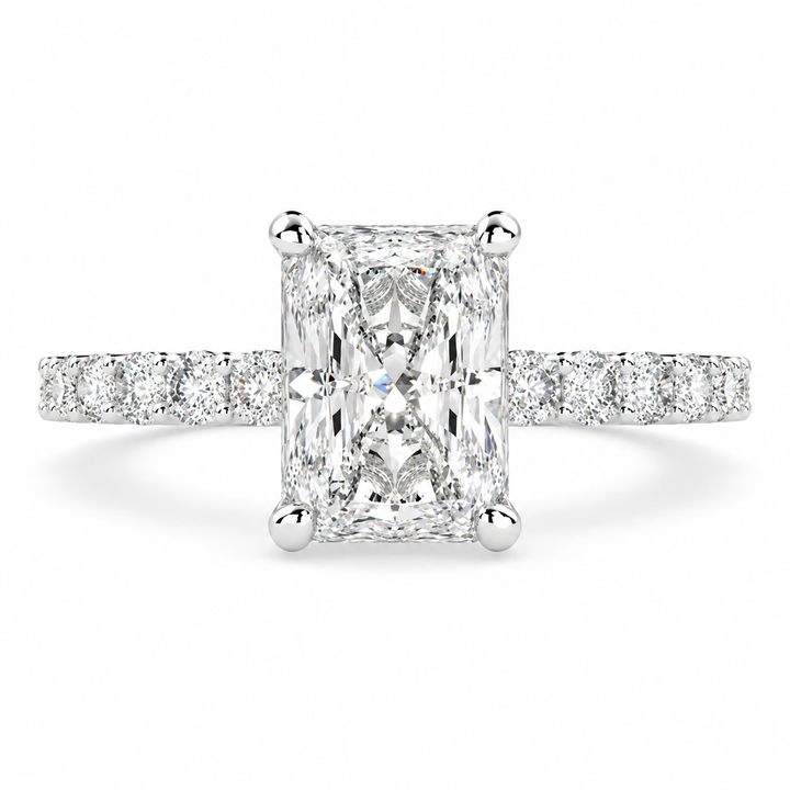 Lavinia 4.35 Carat Radiant Cut Side Stone 4 Prong Engagement Ring