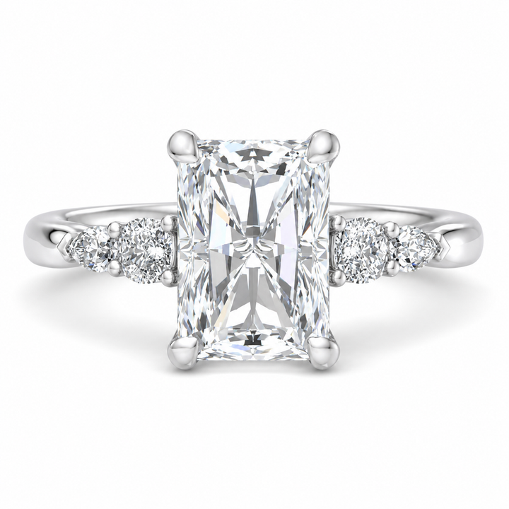 4 CT Radiant Cut Lab-Grown Diamond Lumi Hidden Halo Engagement Ring in 14K White Gold – IGI Certified Excellent Cut
