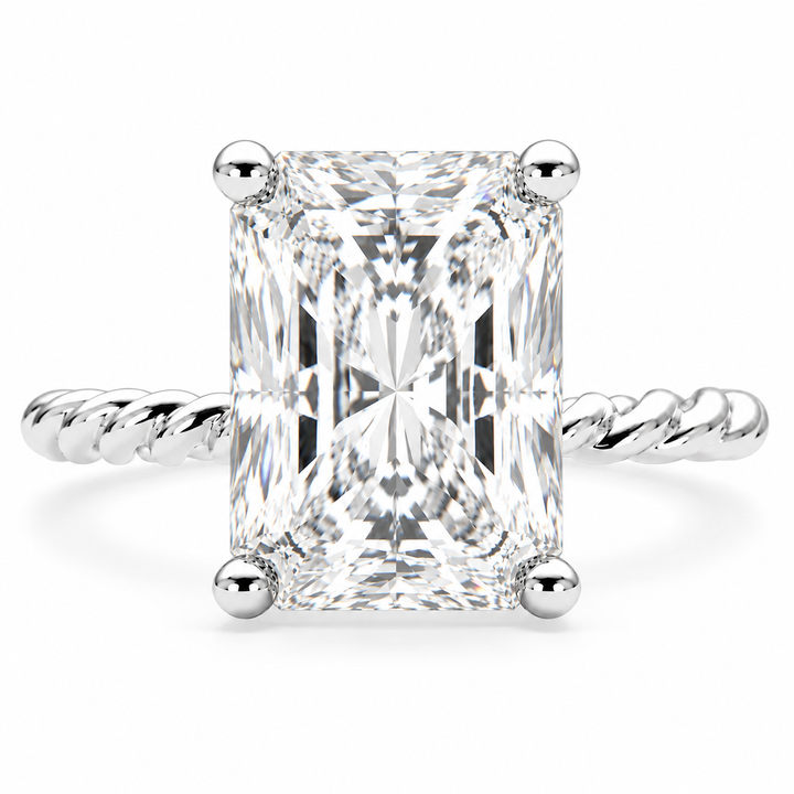 Renata 5 Carat Radiant Cut Solitaire Rope Engagement Ring