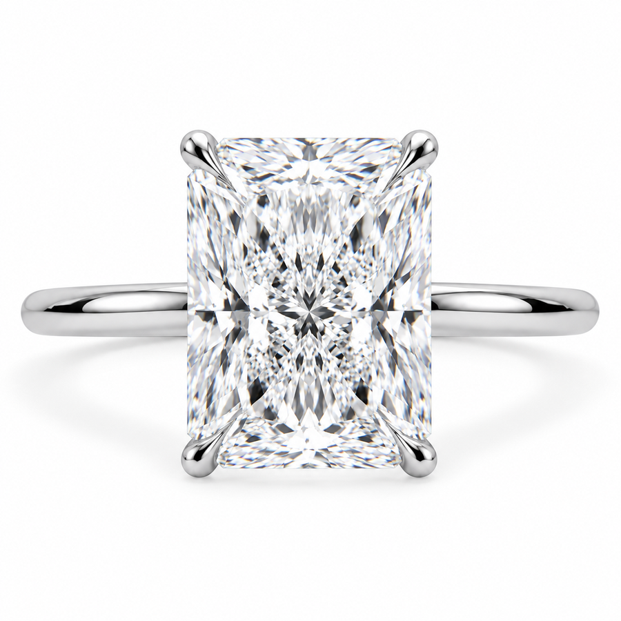 5 CT Radiant Cut Lab-Grown Diamond Solitaire Engagement Ring, D–F Color, VS1–VS2 Clarity, IGI Certified, 14K White Gold Classic Prong Setting
