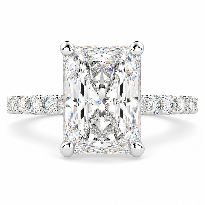 Lavinia 6.35 Carat Radiant Cut Side Stone 4 Prong Engagement Ring