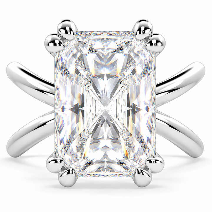 Tatiana 7 Carat Radiant Cut Solitaire Split Shank Engagement Ring