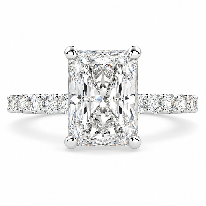 Lavinia 5.35 Carat Radiant Cut Side Stone 4 Prong Engagement Ring