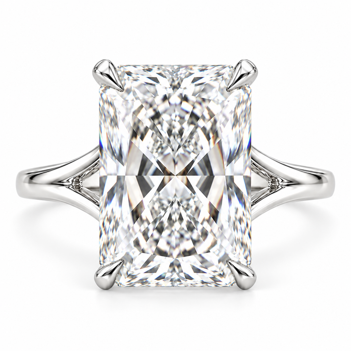 5 CT Radiant Cut Lab-Grown Diamond Solitaire Split Shank Engagement Ring – Elegant Luxury Bridal Design