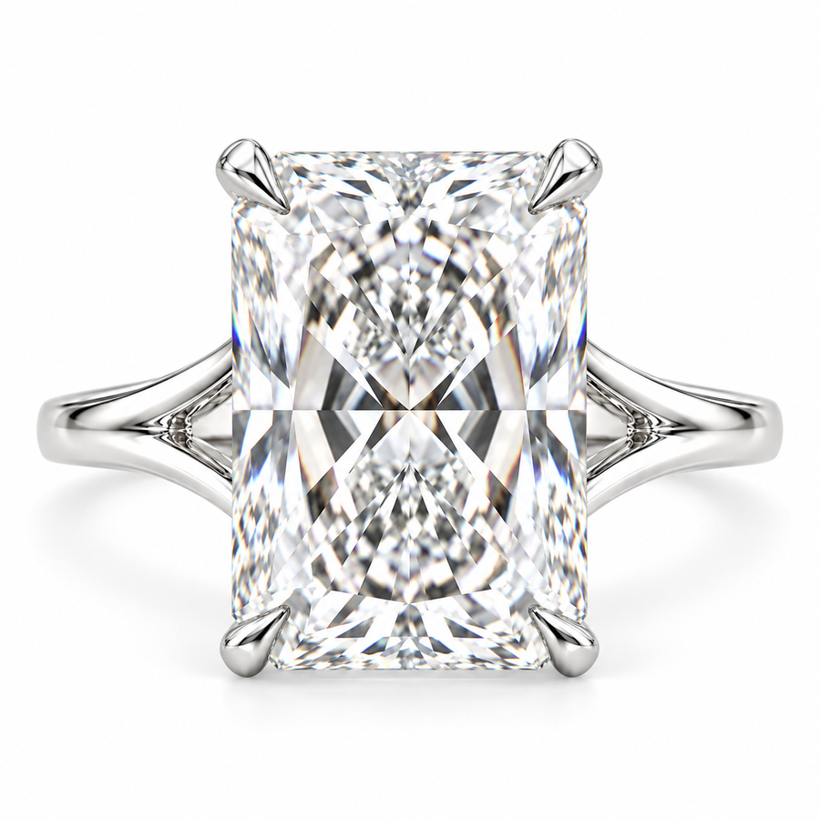 5 CT Radiant Cut Lab-Grown Diamond Solitaire Split Shank Engagement Ring – Elegant Luxury Bridal Design