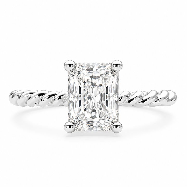Renata 2 Carat Radiant Cut Solitaire Rope Engagement Ring