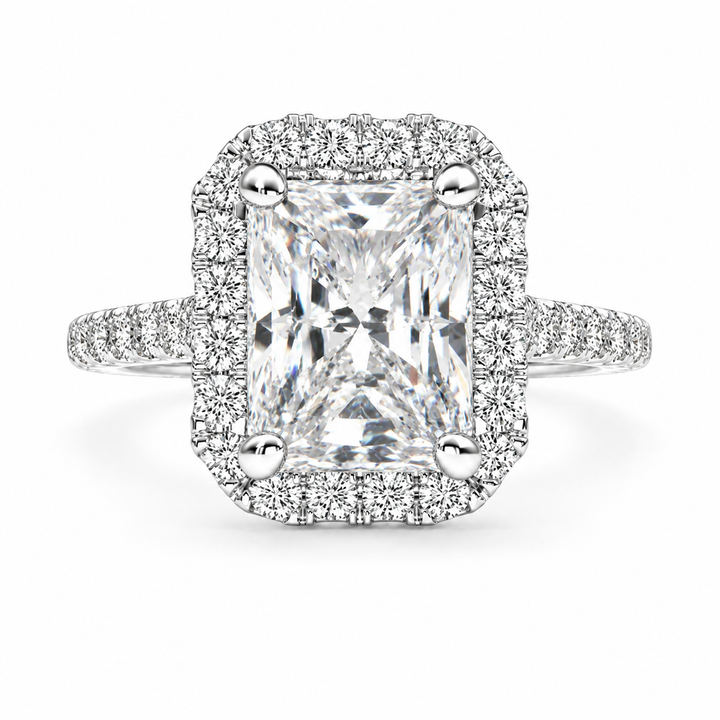 Isadora 3.4 Carat Radiant Cut Halo Pave Engagement Ring