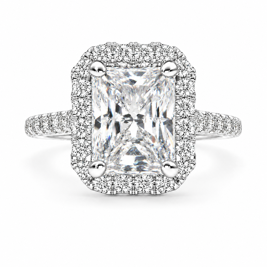 Isadora 3.4 Carat Radiant Cut Halo Pave Engagement Ring