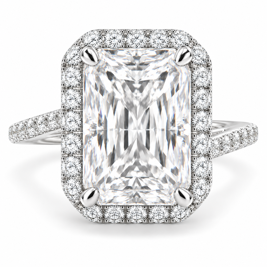 Paloma 6.35 Carat Radiant Cut Pave Halo Engagement Ring