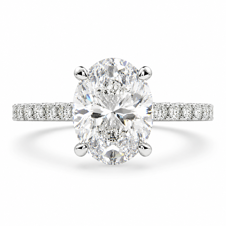 Lavinia 5.35 Carat Oval Cut Side Stone 4 Prong Engagement Ring