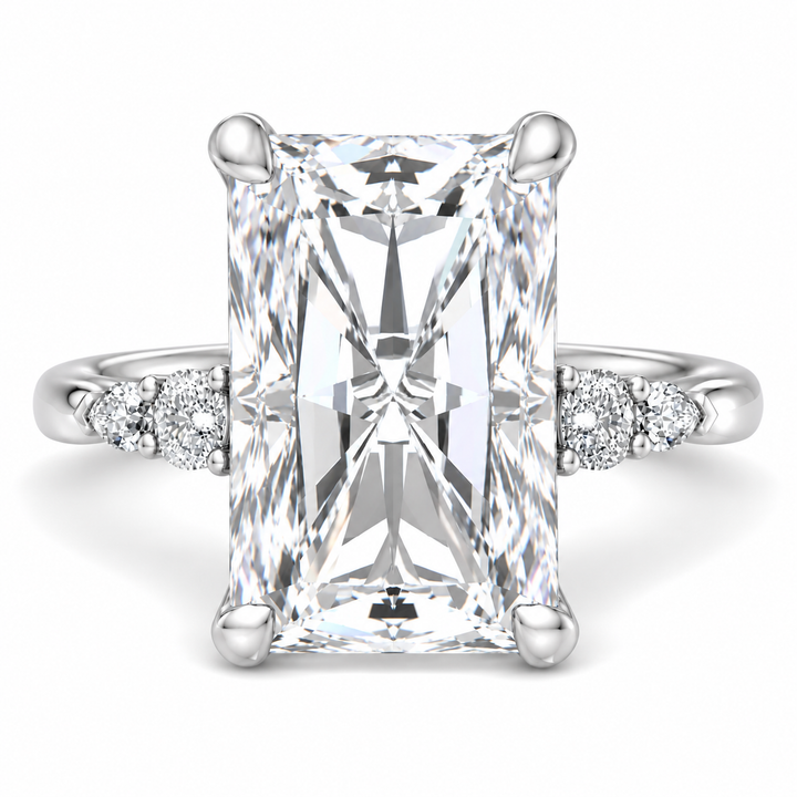 7 CT Radiant Cut Lab-Grown Diamond Lumi Hidden Halo Engagement Ring in 14K White Gold – IGI Certified Excellent Cut