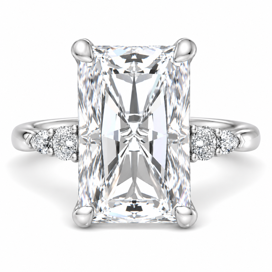 7 CT Radiant Cut Lab-Grown Diamond Lumi Hidden Halo Engagement Ring in 14K White Gold – IGI Certified Excellent Cut