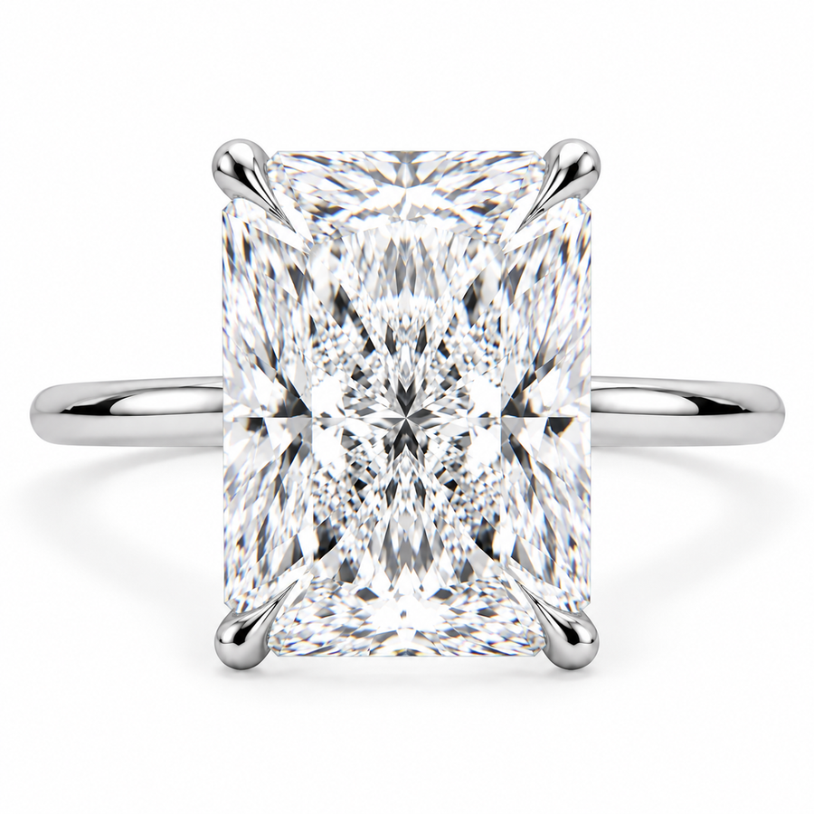 6 CT Radiant Cut Lab-Grown Diamond Solitaire Engagement Ring, D–F Color, VS1–VS2 Clarity, IGI Certified, 14K White Gold Classic Prong Setting