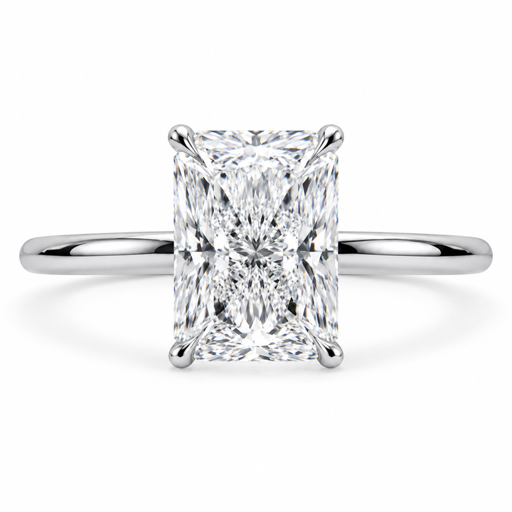4 CT Radiant Cut Lab-Grown Diamond Solitaire Engagement Ring, D–F Color, VS1–VS2 Clarity, IGI Certified, 14K White Gold Classic Prong Setting