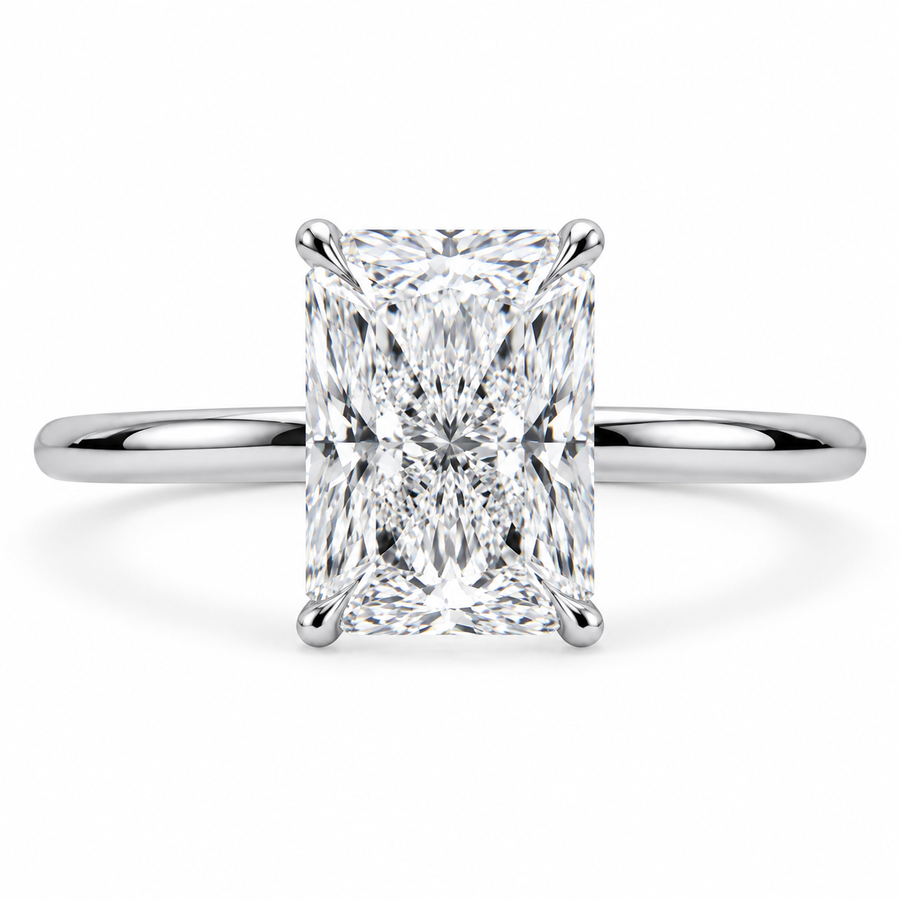 4 CT Radiant Cut Lab-Grown Diamond Solitaire Engagement Ring, D–F Color, VS1–VS2 Clarity, IGI Certified, 14K White Gold Classic Prong Setting