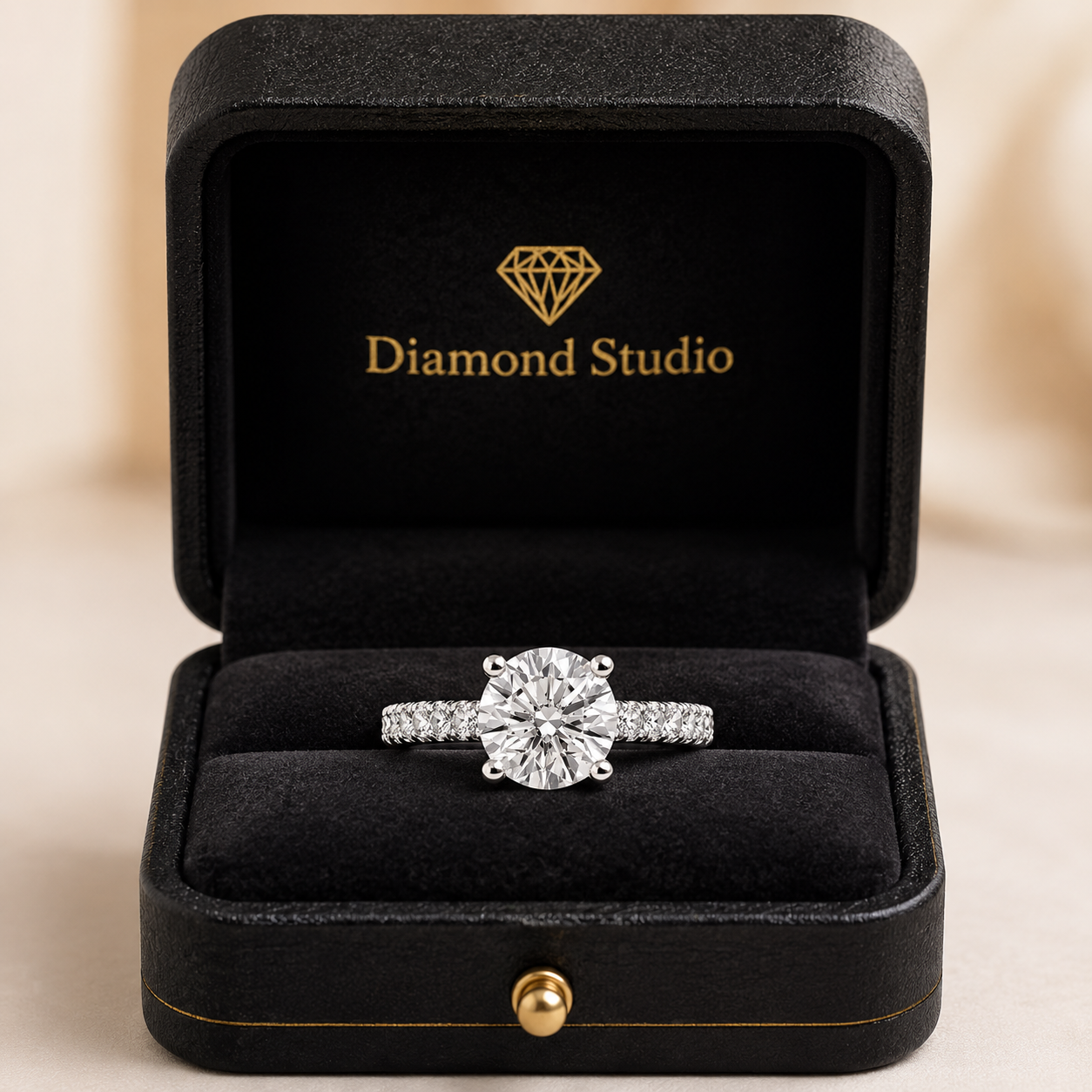Zara 1.39 ct Lab Grown Round Cut Pave 4 Prong Diamond Engagement Ring
