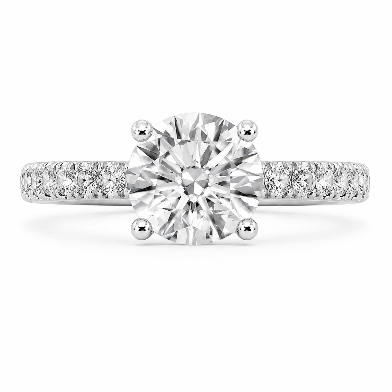 Riley 1.18 ct Lab Grown Round Cut Pave 4 Prong Diamond Engagement Ring