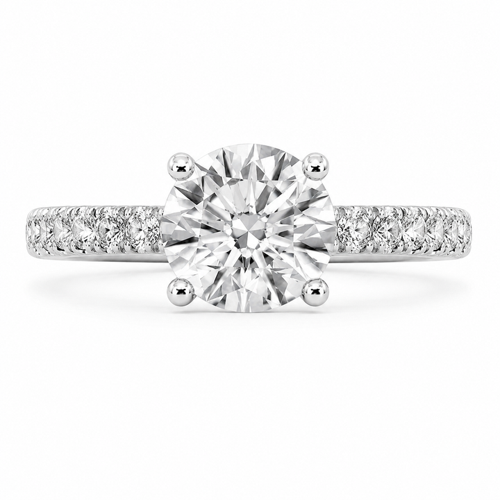 Riley Lab Grown Round Cut Pave 4 Prong Diamond Engagement Ring