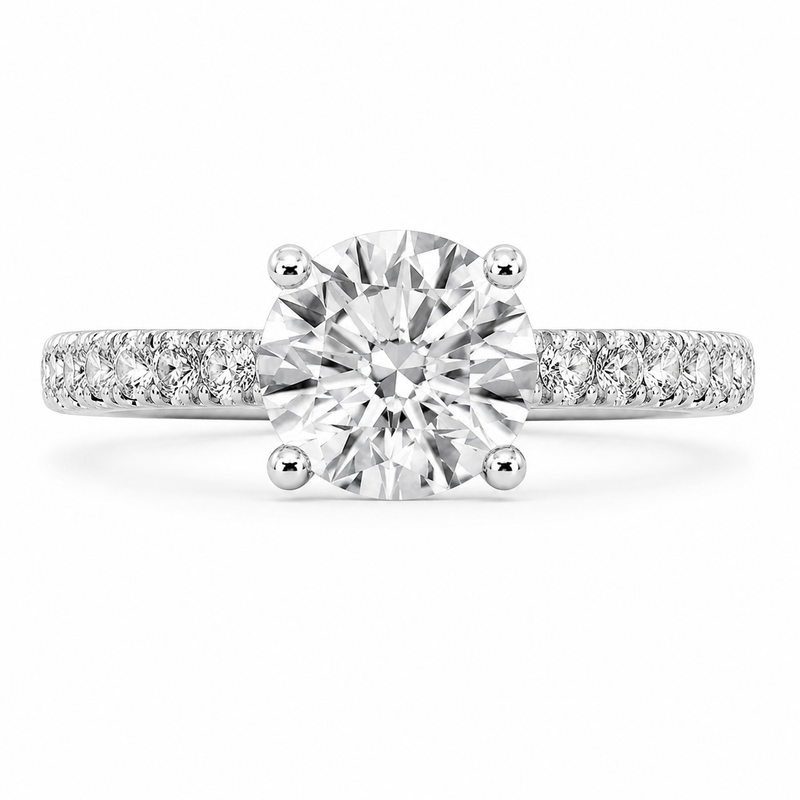Matilda 1.23 ct Lab Grown Round Cut Pave 4 prong Diamond Engagement Ring