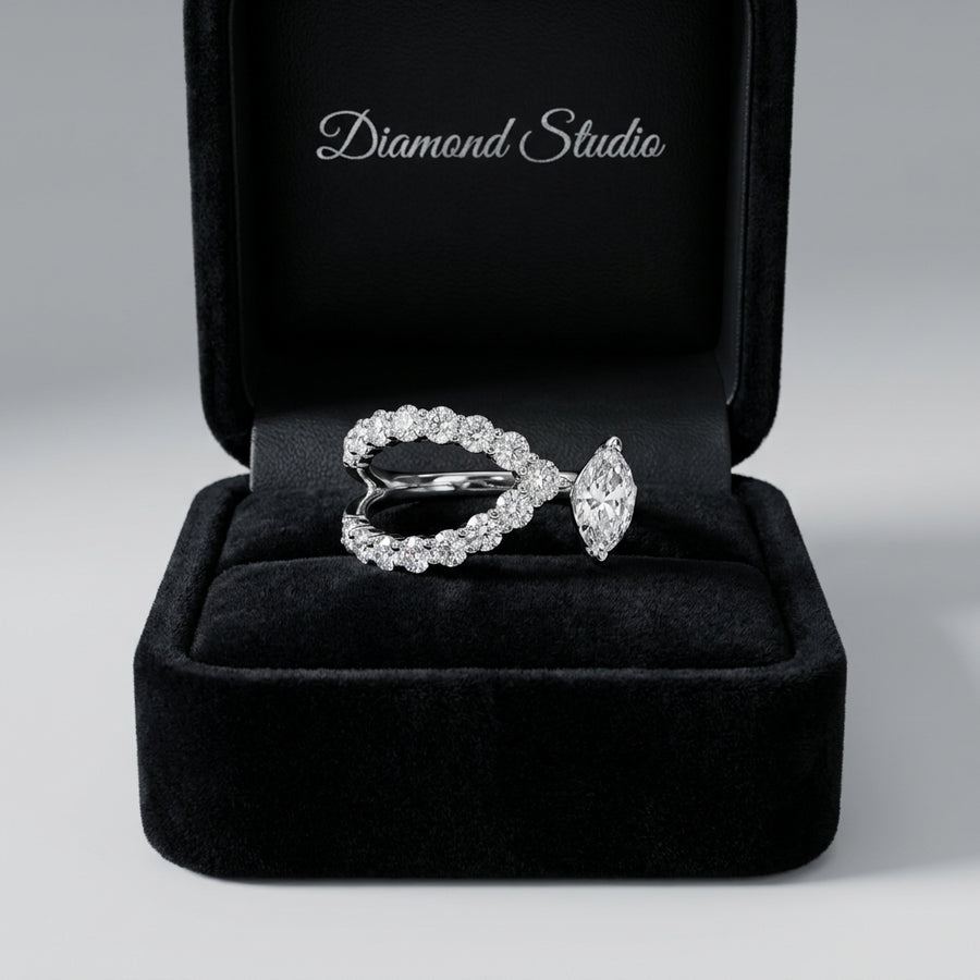 14K White Gold Lab-Grown Diamond Statement Fashion Ring (1.00 CTW – D–F / VS1–VS2)